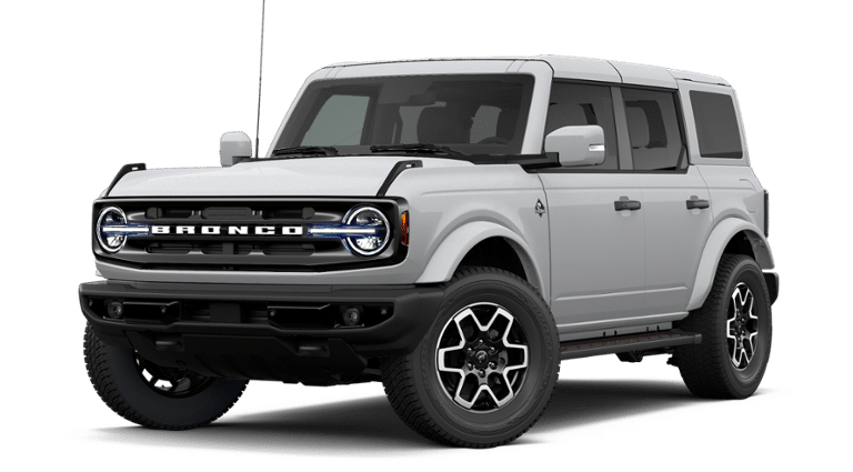 2026 Ford Bronco Outer Banks in Avalanche Gray — front three-quarter view