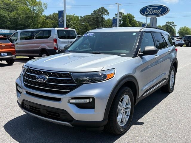 2022 Ford Explorer XLT in Silver Metallic — front three-quarter view