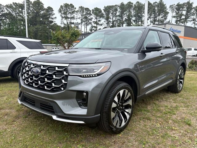 2026 Ford Explorer Platinum in Carbonized Gray Metallic — front three-quarter view