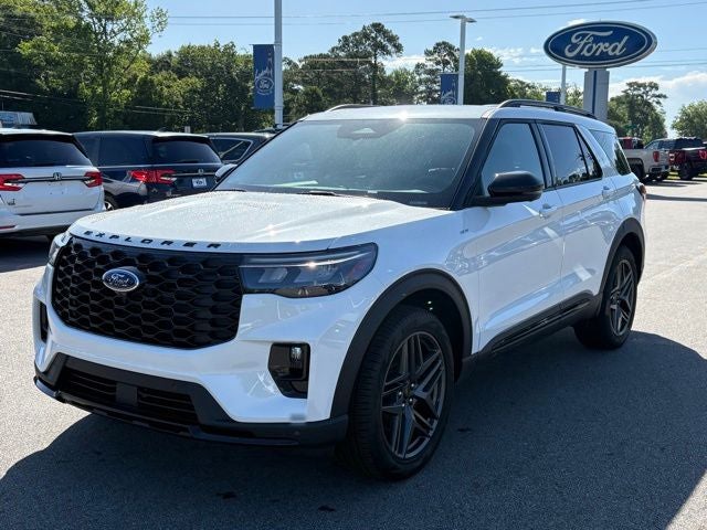 2026 Ford Explorer ST-Line in Star White Metallic Tri-Coat — front three-quarter view