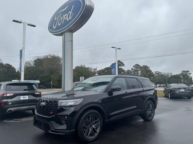 2026 Ford Explorer ST in Agate Black Metallic — front three-quarter view