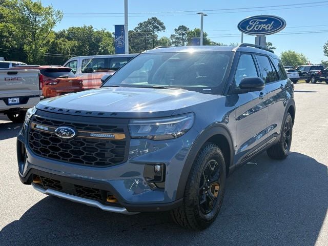 2026 Ford Explorer Tremor in Vapor Blue Metallic — front three-quarter view