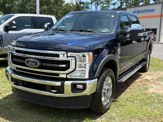 2022 Ford F-350SD Lariat in Blue — front three-quarter view