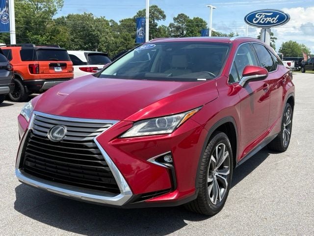 2017 Lexus RX 350 in Matador Red Mica — front three-quarter view