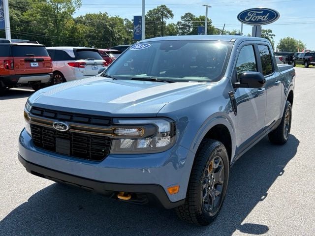 2024 Ford Maverick Lariat in Azure Gray Metallic — front three-quarter view
