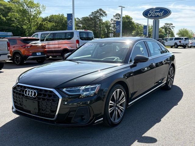 2023 Audi A8 L 55 quattro in Gray Metallic — front three-quarter view