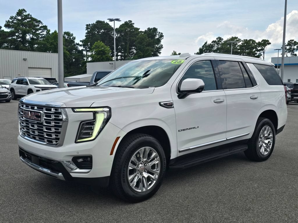 2025 GMC Yukon Denali in Summit White — front three-quarter view