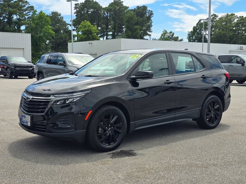 2024 Chevrolet Equinox LS in Mosaic Black Metallic — front three-quarter view